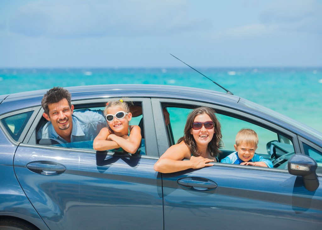 family in hired car